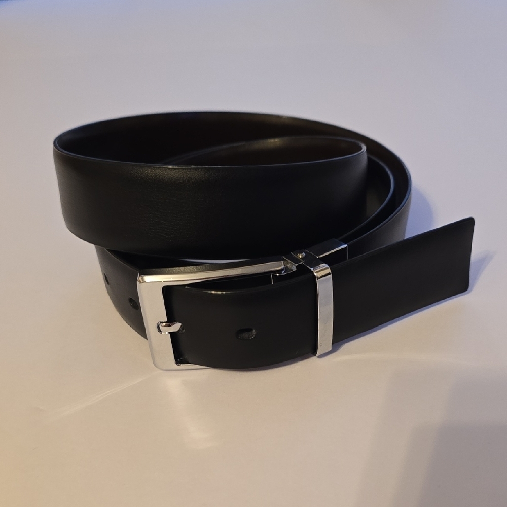 Perry Ellis Black Belt with Silver Buckle - Picture 2 of 4